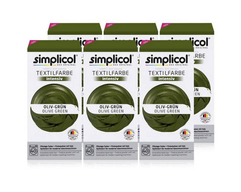 simplicol Textilfarbe Simplicol Textilfarbe intensiv Oliv-Grün - Einfaches Färben (6er Pack) von simplicol