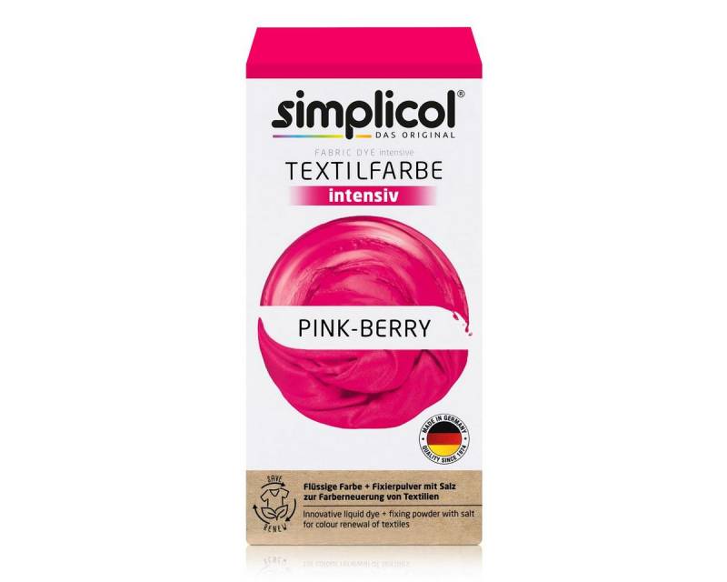 simplicol Textilfarbe Simplicol Textilfarbe intensiv Pink-Berry Flüssigfarbe, Fixierer (1er von simplicol
