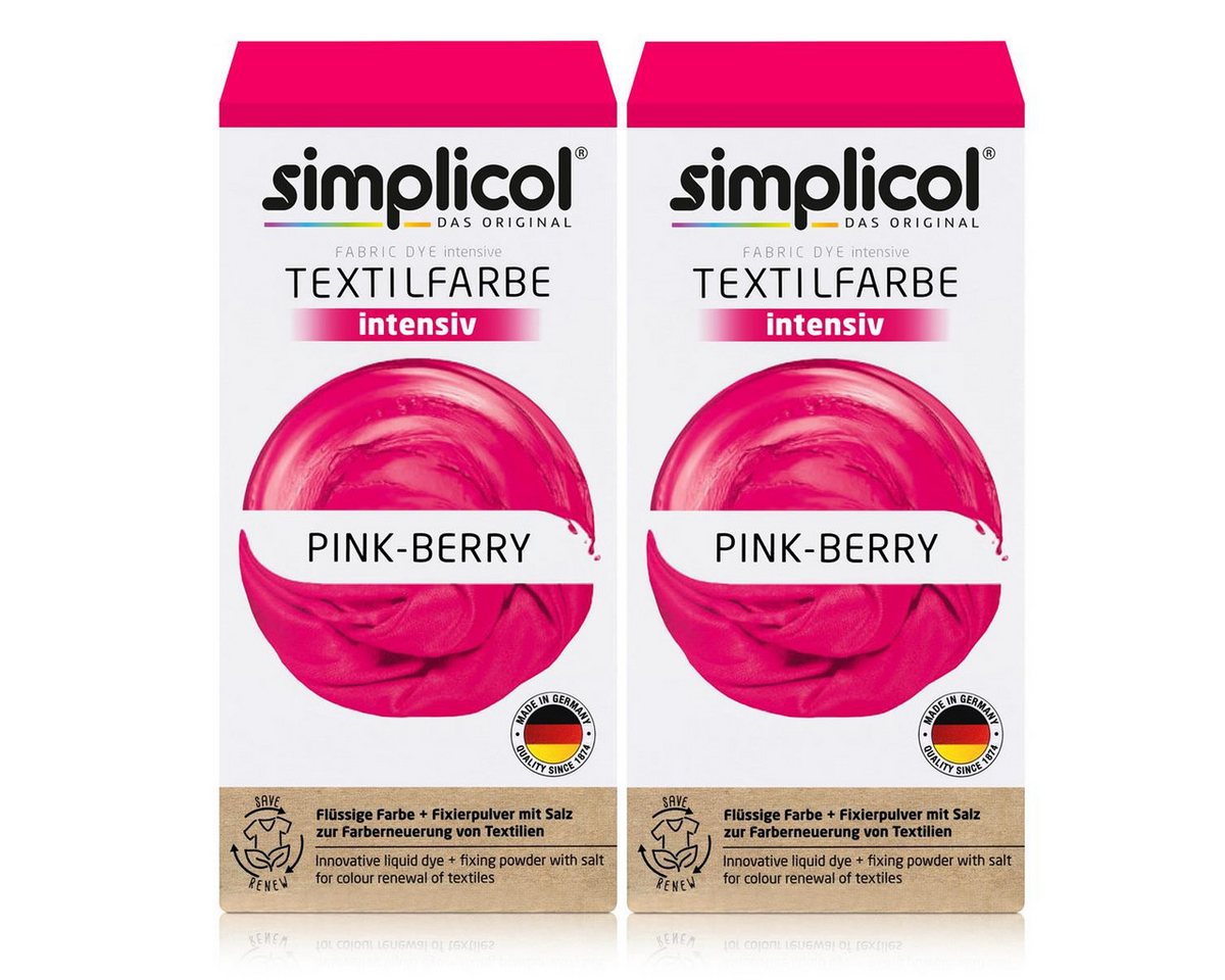 simplicol Textilfarbe Simplicol Textilfarbe intensiv Pink-Berry Flüssigfarbe, Fixierer (2er simplicol Textilfarbe Simplicol Textilfarbe intensiv Pink-Berry Flüssigfarbe, Fixierer (2er von simplicol