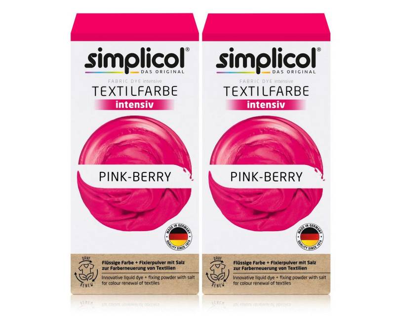 simplicol Textilfarbe Simplicol Textilfarbe intensiv Pink-Berry Flüssigfarbe, Fixierer (2er von simplicol