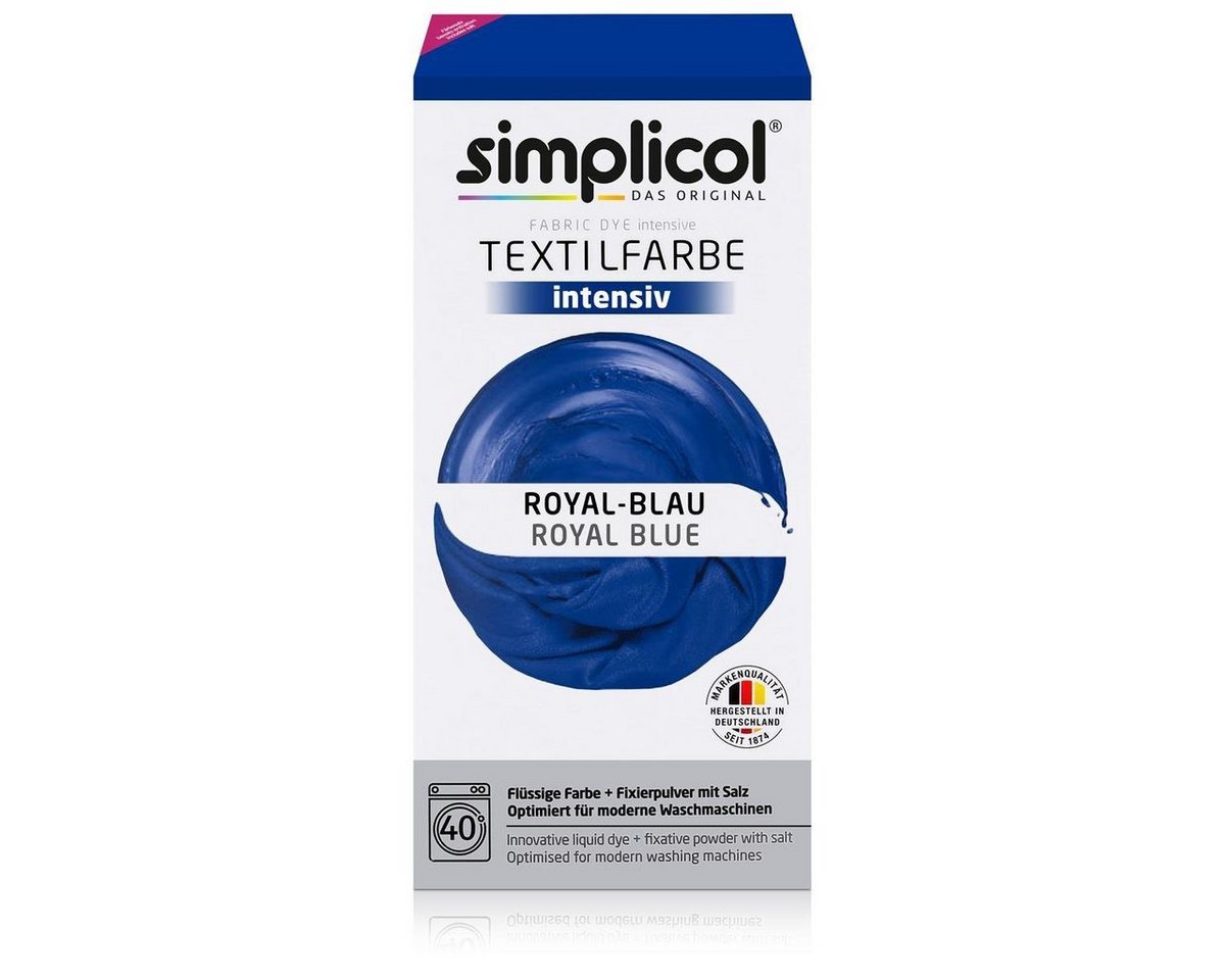 simplicol Textilfarbe Simplicol Textilfarbe intensiv Royal-Blau - Einfaches Färben (1er Pack simplicol Textilfarbe Simplicol Textilfarbe intensiv Royal-Blau - Einfaches Färben (1er Pack von simplicol