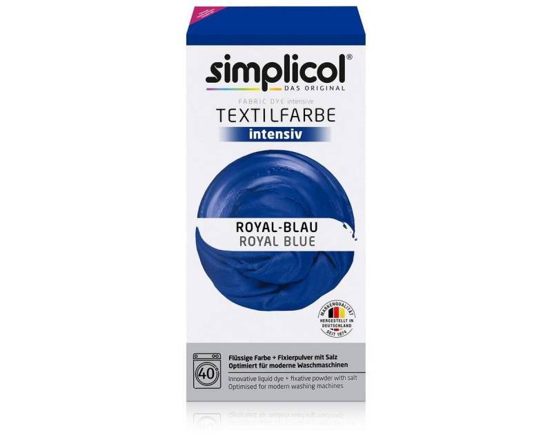 simplicol Textilfarbe Simplicol Textilfarbe intensiv Royal-Blau - Einfaches Färben (1er Pack simplicol Textilfarbe Simplicol Textilfarbe intensiv Royal-Blau - Einfaches Färben (1er Pack von simplicol