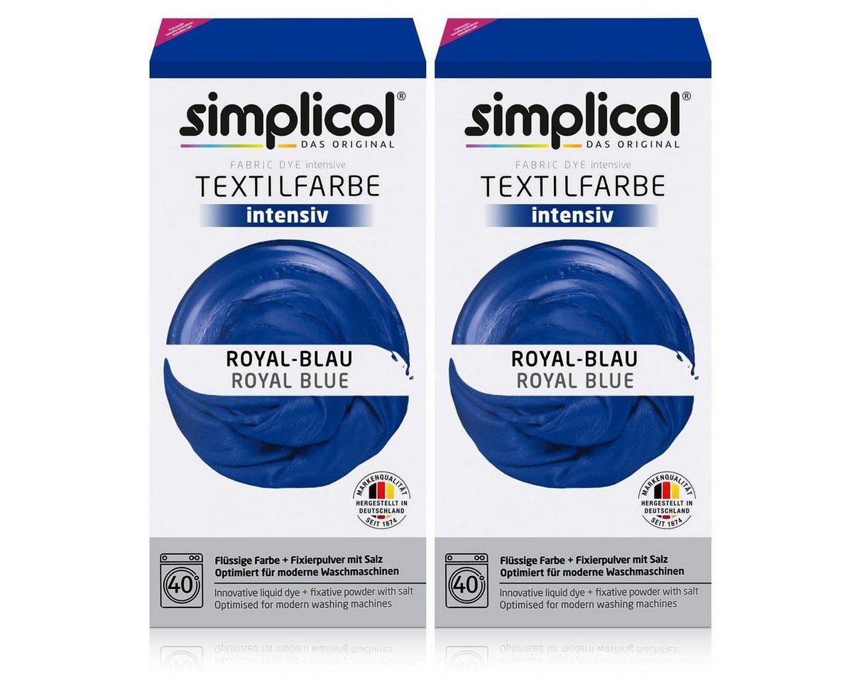 simplicol Textilfarbe Simplicol Textilfarbe intensiv Royal-Blau - Einfaches Färben (2er Pack simplicol Textilfarbe Simplicol Textilfarbe intensiv Royal-Blau - Einfaches Färben (2er Pack von simplicol
