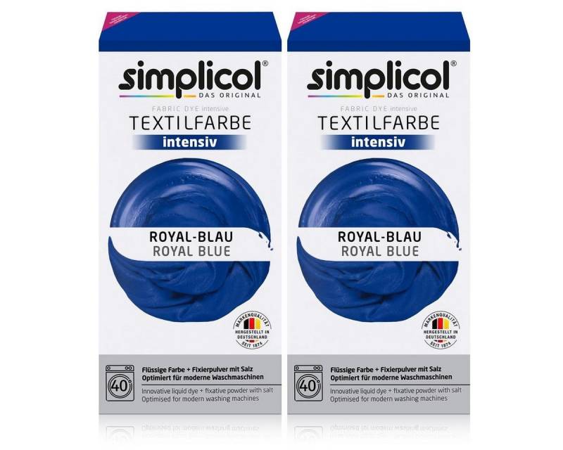 simplicol Textilfarbe Simplicol Textilfarbe intensiv Royal-Blau - Einfaches Färben (2er Pack von simplicol