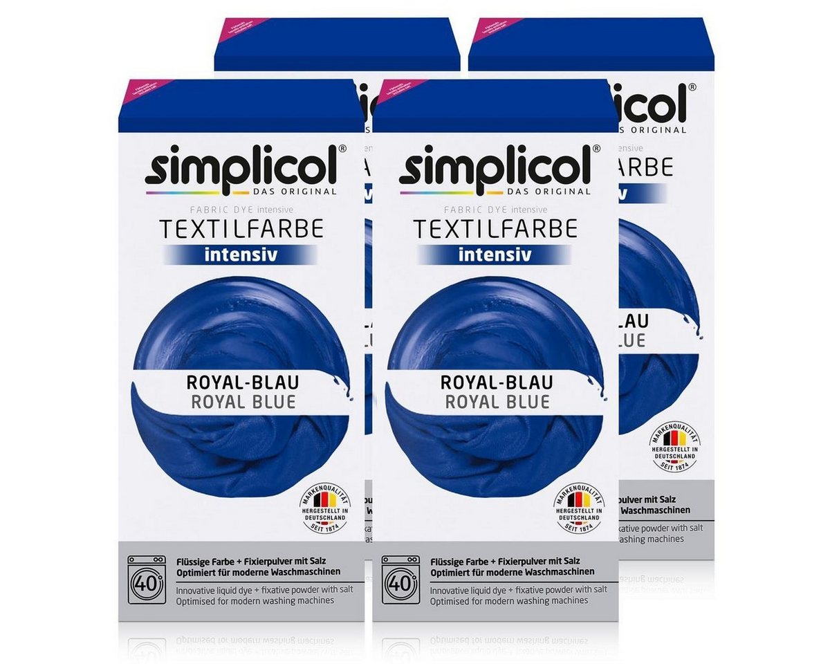 simplicol Textilfarbe Simplicol Textilfarbe intensiv Royal-Blau - Einfaches Färben (4er Pack simplicol Textilfarbe Simplicol Textilfarbe intensiv Royal-Blau - Einfaches Färben (4er Pack von simplicol