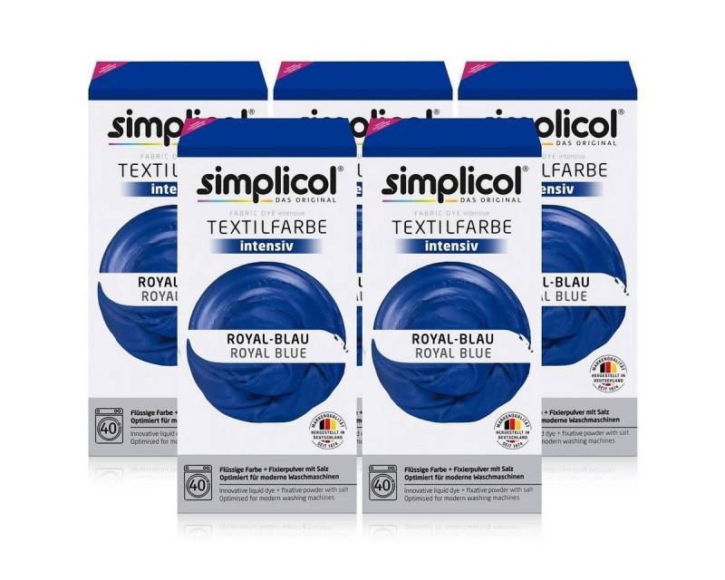 simplicol Textilfarbe Simplicol Textilfarbe intensiv Royal-Blau - Einfaches Färben (5er Pack von simplicol