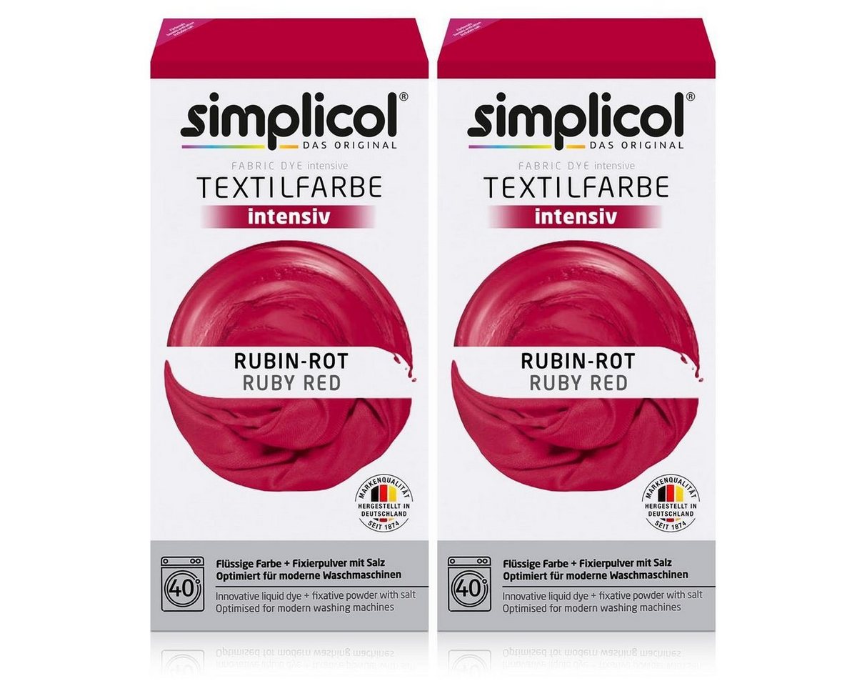 simplicol Textilfarbe Simplicol Textilfarbe intensiv Rubin-Rot - Einfaches Färben (2er Pack) von simplicol