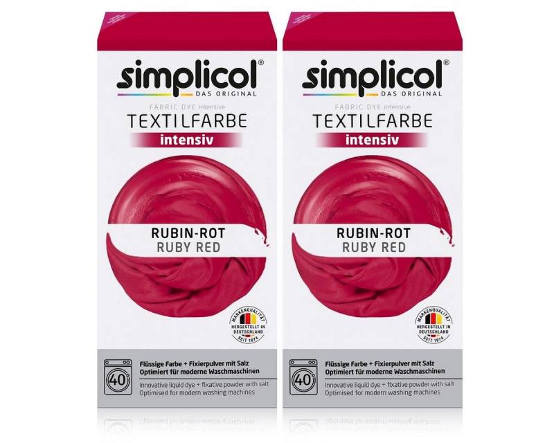 simplicol Textilfarbe Simplicol Textilfarbe intensiv Rubin-Rot - Einfaches Färben (2er Pack) von simplicol