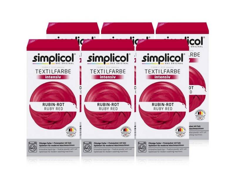 simplicol Textilfarbe Simplicol Textilfarbe intensiv Rubin-Rot - Einfaches Färben (6er Pack) von simplicol