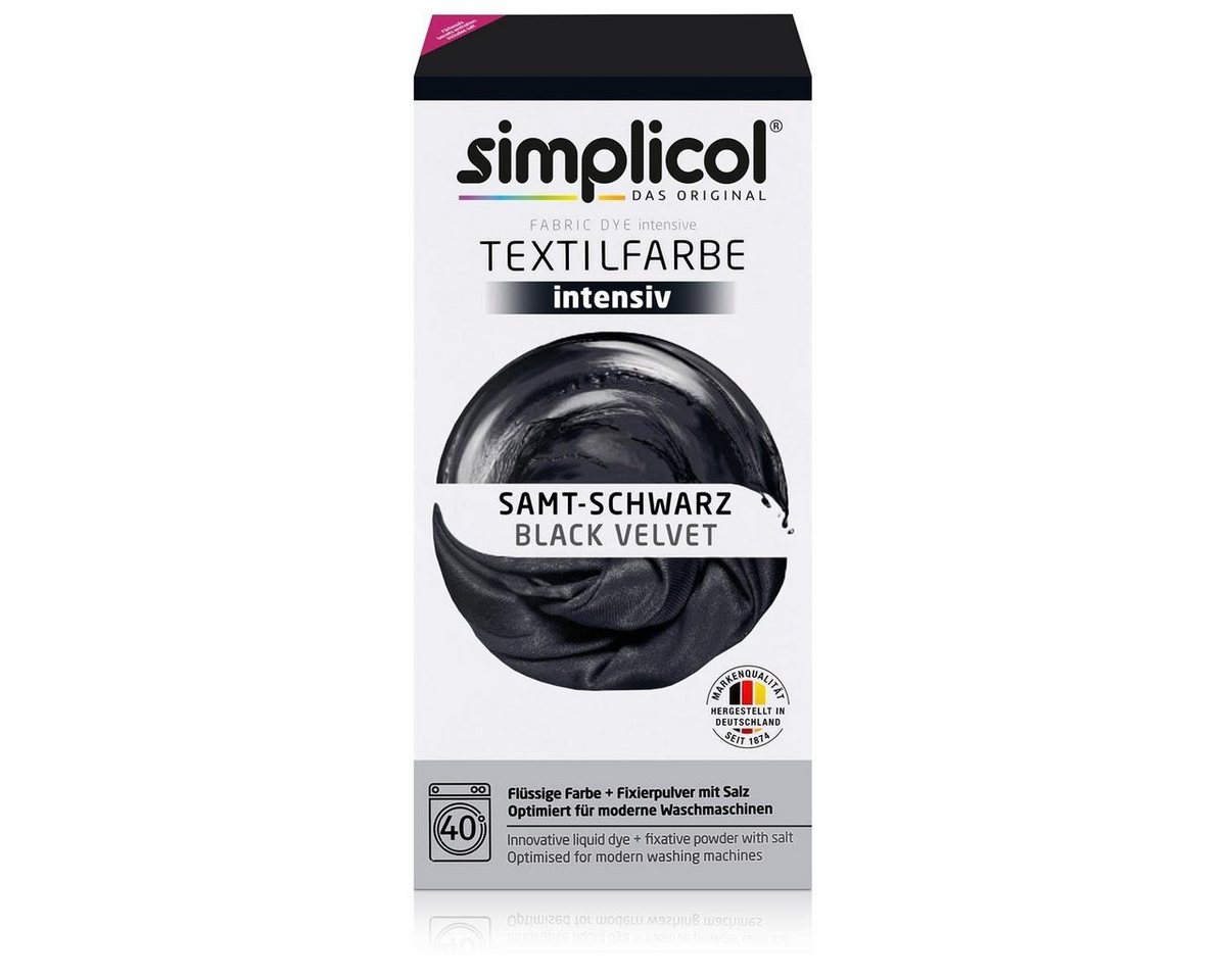 simplicol Textilfarbe Simplicol Textilfarbe intensiv Samt-Schwarz - Einfaches Färben (1er Pa simplicol Textilfarbe Simplicol Textilfarbe intensiv Samt-Schwarz - Einfaches Färben (1er Pa von simplicol