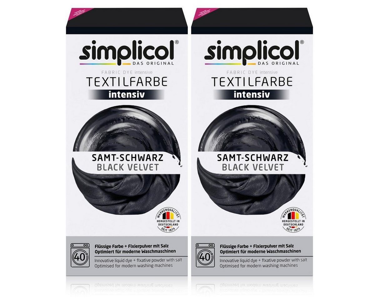 simplicol Textilfarbe Simplicol Textilfarbe intensiv Samt-Schwarz - Einfaches Färben (2er Pa simplicol Textilfarbe Simplicol Textilfarbe intensiv Samt-Schwarz - Einfaches Färben (2er Pa von simplicol