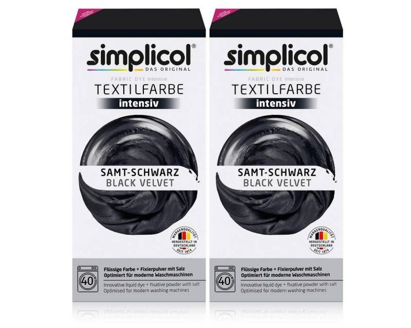 simplicol Textilfarbe Simplicol Textilfarbe intensiv Samt-Schwarz - Einfaches Färben (2er Pa von simplicol