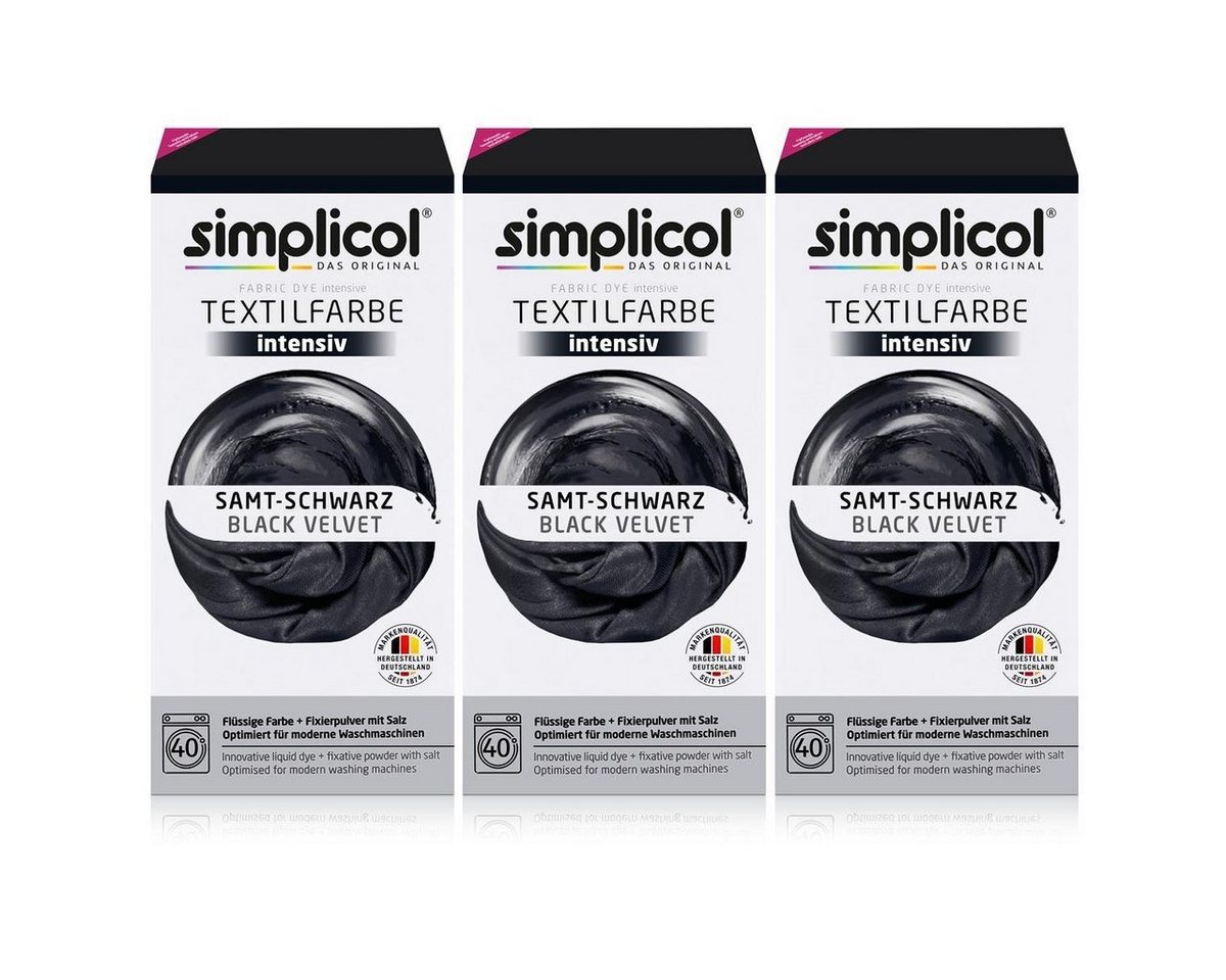 simplicol Textilfarbe Simplicol Textilfarbe intensiv Samt-Schwarz - Einfaches Färben (3er Pa simplicol Textilfarbe Simplicol Textilfarbe intensiv Samt-Schwarz - Einfaches Färben (3er Pa von simplicol