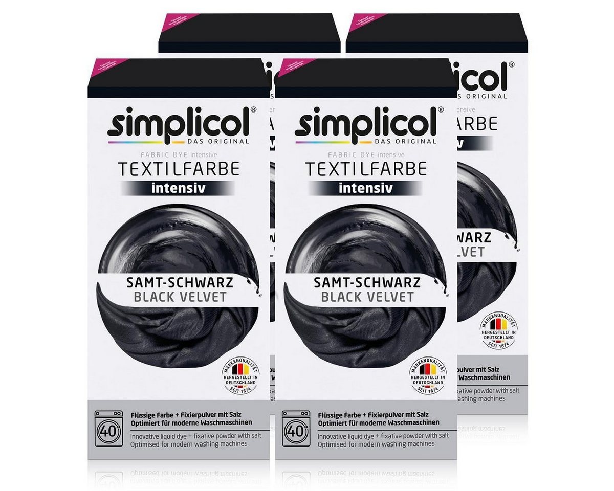 simplicol Textilfarbe Simplicol Textilfarbe intensiv Samt-Schwarz - Einfaches Färben (4er Pa von simplicol