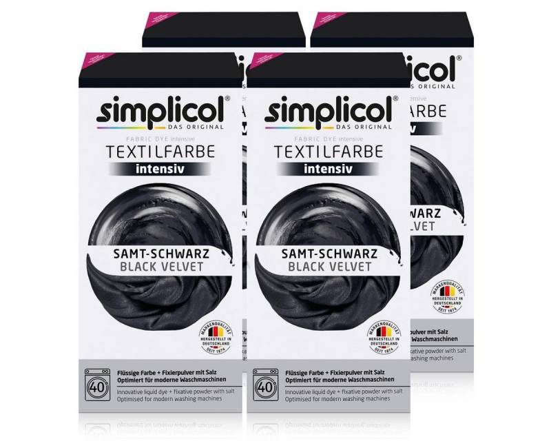 simplicol Textilfarbe Simplicol Textilfarbe intensiv Samt-Schwarz - Einfaches Färben (4er Pa von simplicol