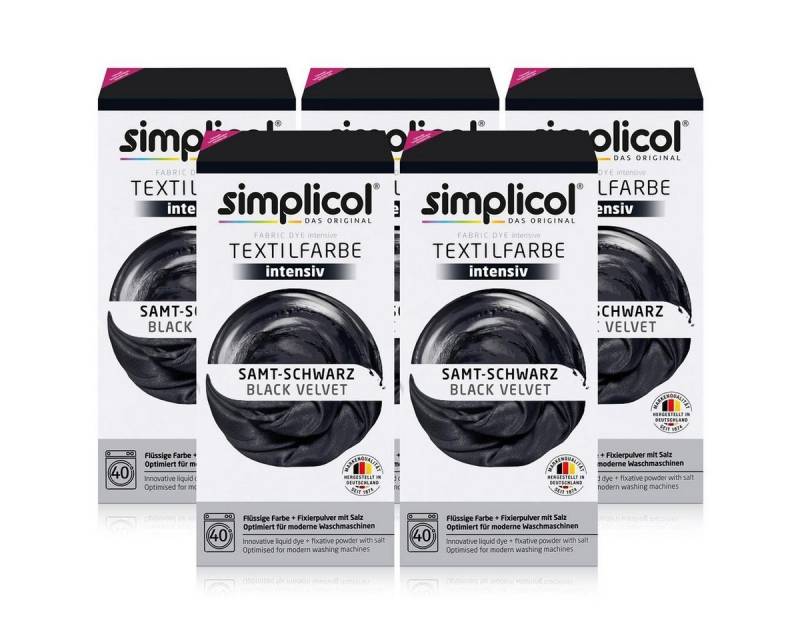 simplicol Textilfarbe Simplicol Textilfarbe intensiv Samt-Schwarz - Einfaches Färben (5er Pa von simplicol