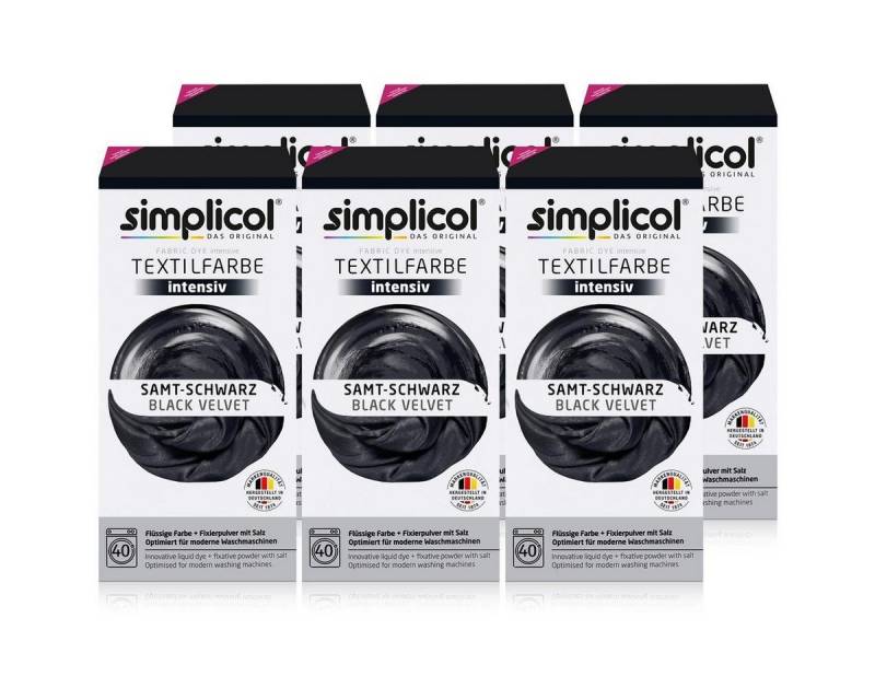 simplicol Textilfarbe Simplicol Textilfarbe intensiv Samt-Schwarz - Einfaches Färben (6er Pa von simplicol