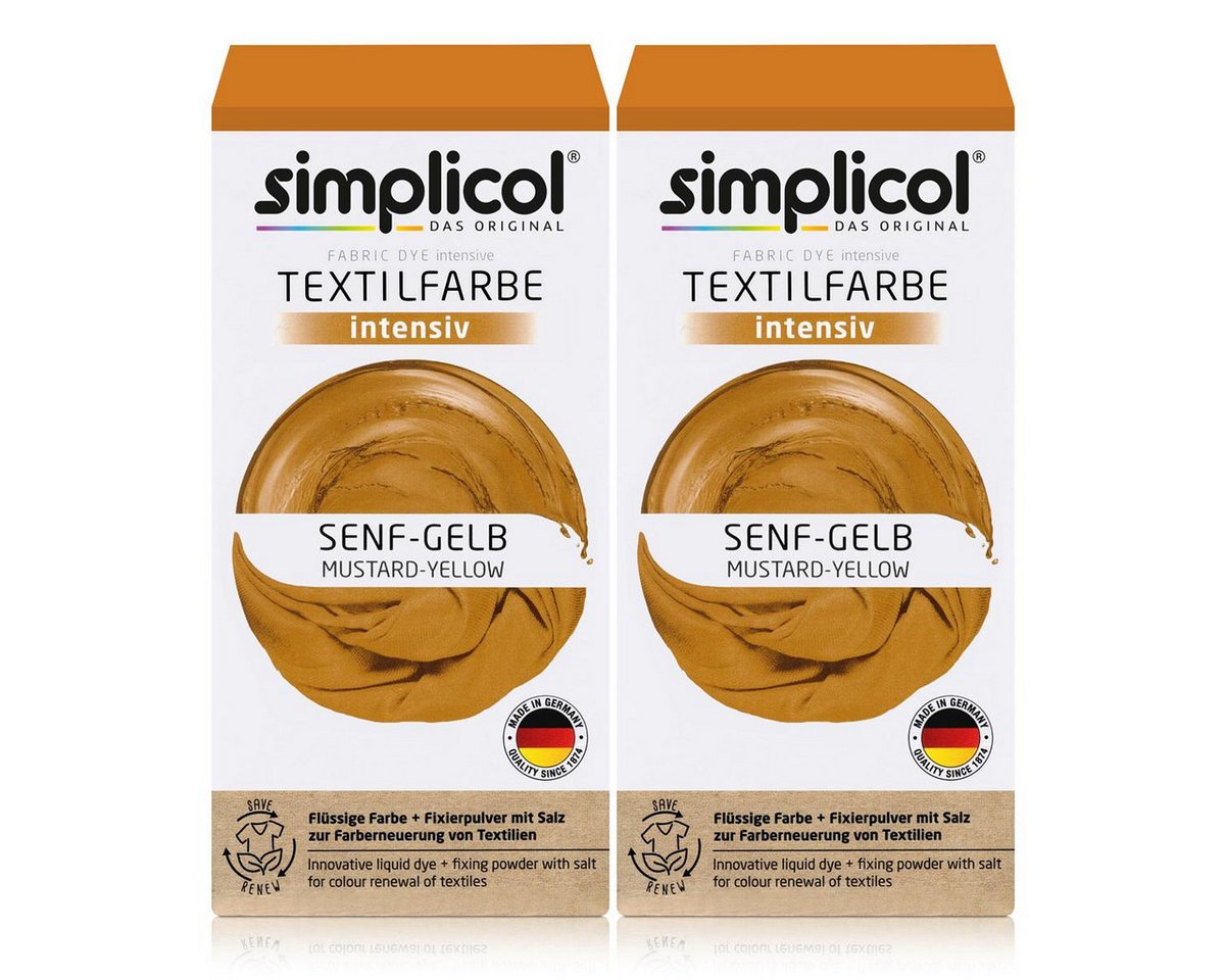 simplicol Textilfarbe Simplicol Textilfarbe intensiv Senf-Gelb Flüssigfarbe, Fixierer (2er P simplicol Textilfarbe Simplicol Textilfarbe intensiv Senf-Gelb Flüssigfarbe, Fixierer (2er P von simplicol