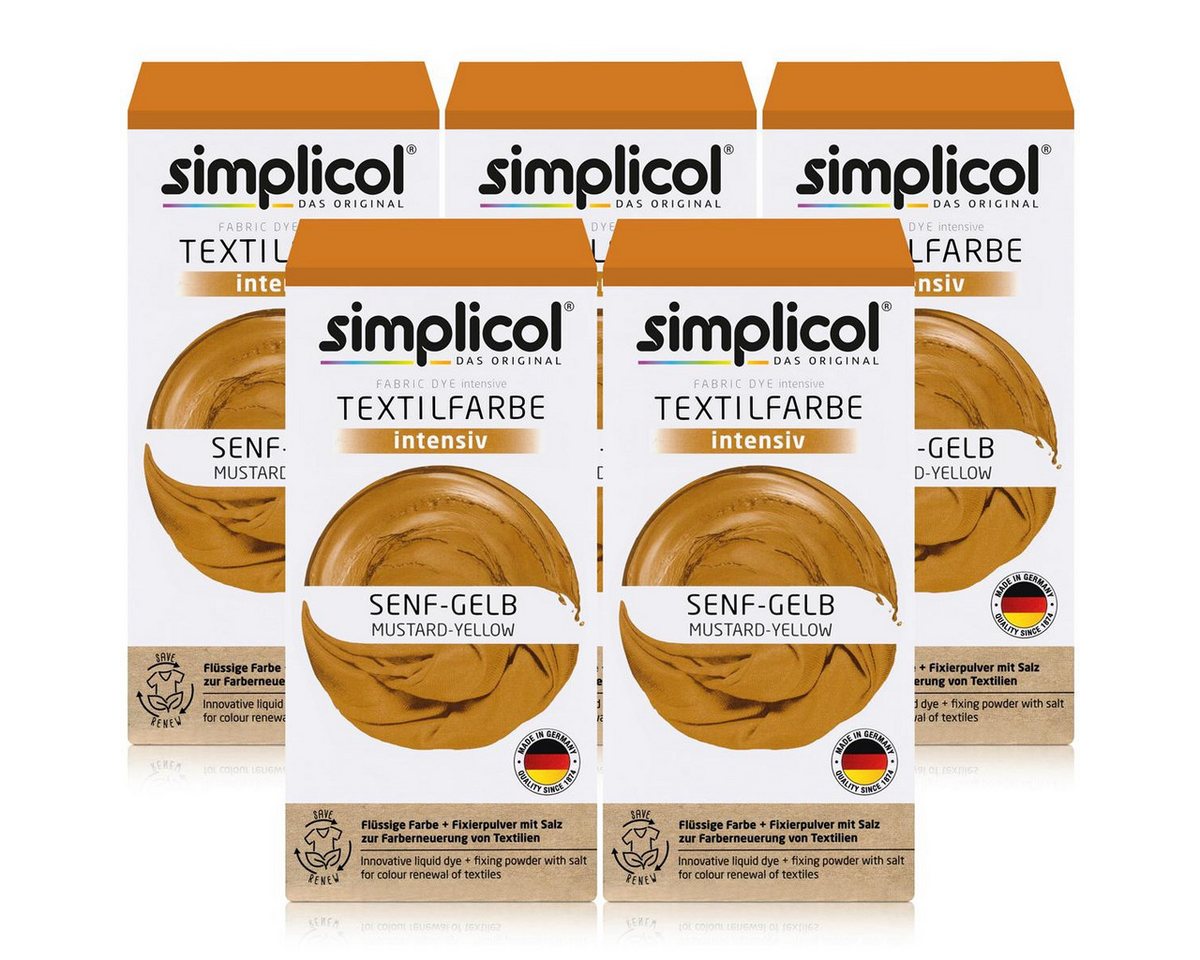 simplicol Textilfarbe Simplicol Textilfarbe intensiv Senf-Gelb Flüssigfarbe, Fixierer (5er P von simplicol