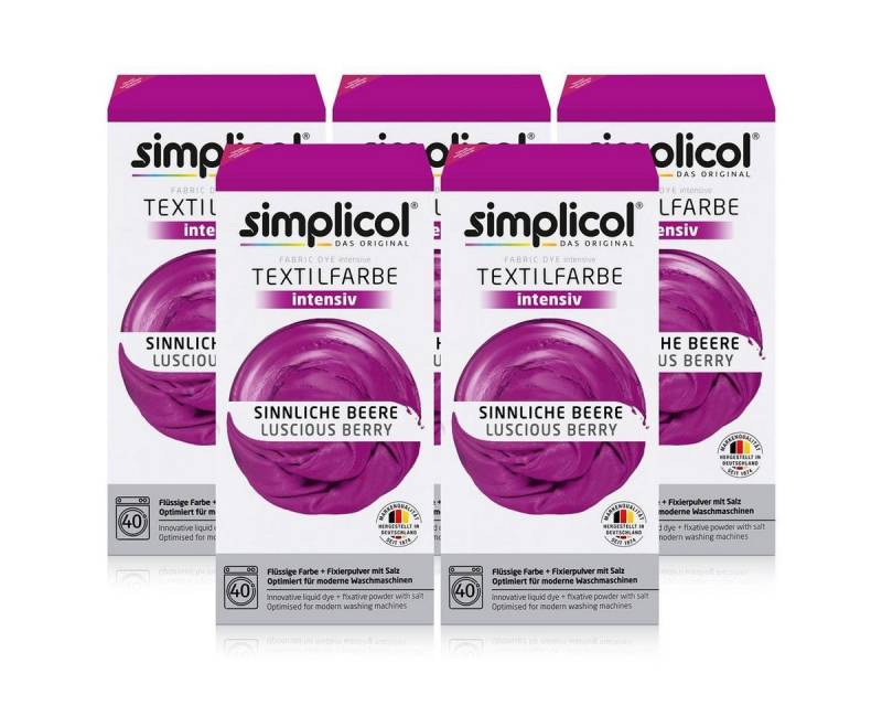 simplicol Textilfarbe Simplicol Textilfarbe intensiv Sinnliche-Beere - Einfaches Färben (5er simplicol Textilfarbe Simplicol Textilfarbe intensiv Sinnliche-Beere - Einfaches Färben (5er von simplicol