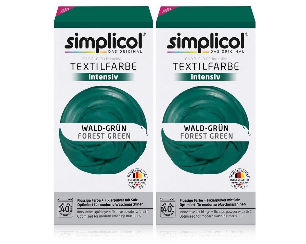 simplicol Textilfarbe Simplicol Textilfarbe intensiv Wald-Grün - Einfaches Färben (2er Pack) von simplicol