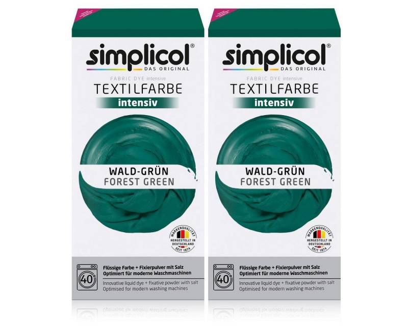 simplicol Textilfarbe Simplicol Textilfarbe intensiv Wald-Grün - Einfaches Färben (2er Pack) von simplicol