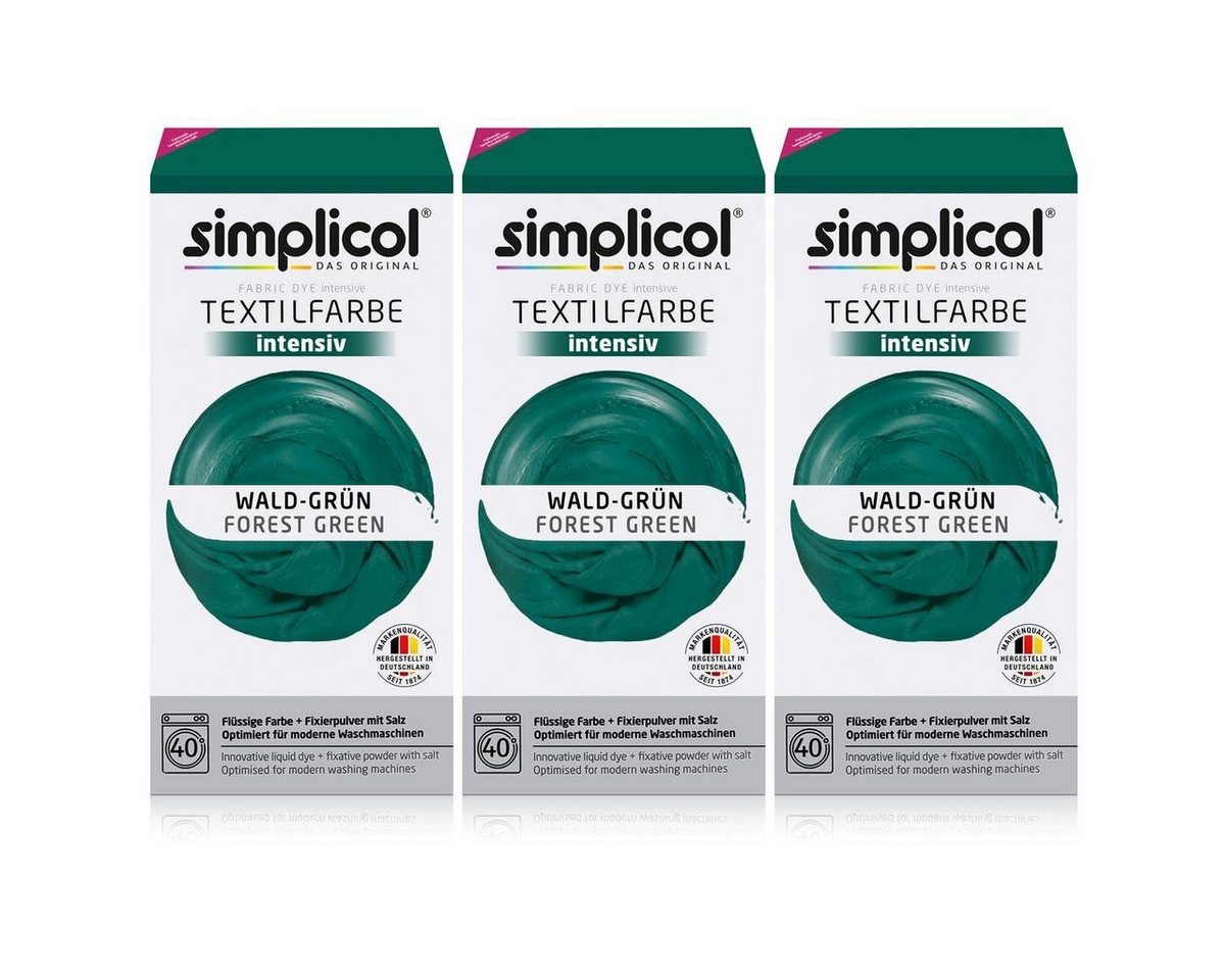 simplicol Textilfarbe Simplicol Textilfarbe intensiv Wald-Grün - Einfaches Färben (3er Pack) von simplicol