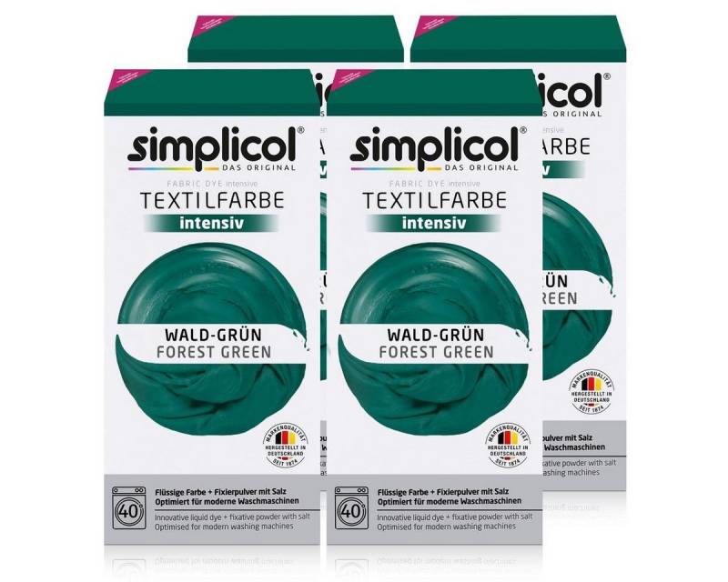 simplicol Textilfarbe Simplicol Textilfarbe intensiv Wald-Grün - Einfaches Färben (4er Pack) von simplicol