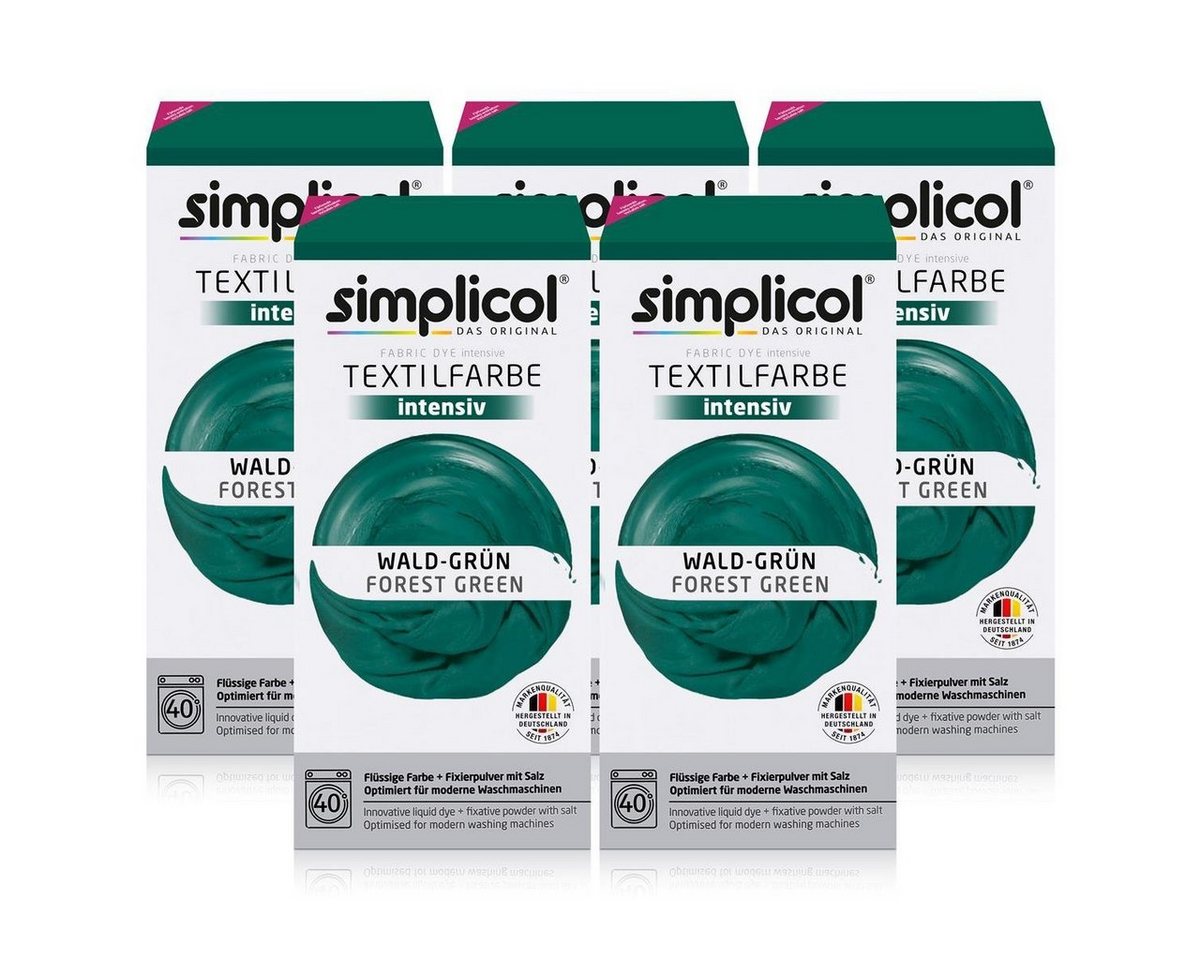 simplicol Textilfarbe Simplicol Textilfarbe intensiv Wald-Grün - Einfaches Färben (5er Pack) von simplicol