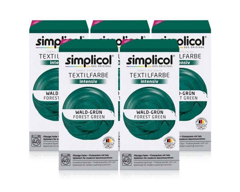 simplicol Textilfarbe Simplicol Textilfarbe intensiv Wald-Grün - Einfaches Färben (5er Pack) von simplicol