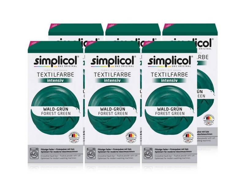 simplicol Textilfarbe Simplicol Textilfarbe intensiv Wald-Grün - Einfaches Färben (6er Pack) von simplicol