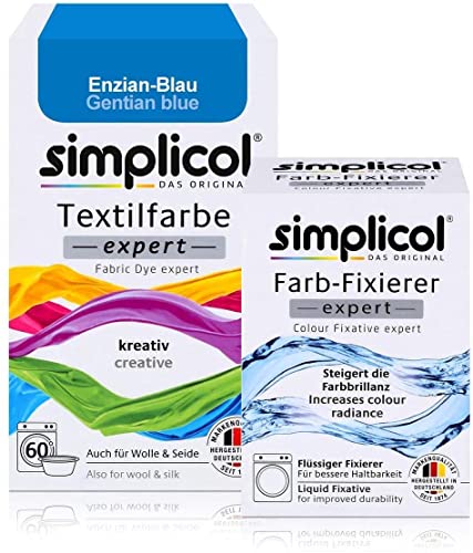 simplicol : Komplettes Set Färbemittel Expert + Fixierer: Ihre Express-Haarfarbe (Paket 300 g + Flasche 90 ml) – Enzianblau von simplicol
