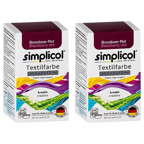 simplicol Textilfarbe expert Brombeer-Rot 1706: Farbe für kreatives, einfaches Färben in der Waschmaschine oder manuell (Packung mit 2) von simplicol