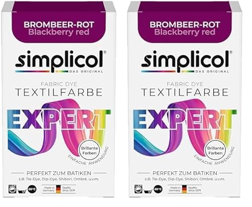 simplicol Textilfarbe expert Brombeer-Rot 1706: Farbe für kreatives, einfaches Färben in der Waschmaschine oder manuell (Packung mit 2) von simplicol
