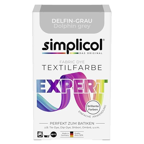 simplicol Textilfarbe expert Delfin-Grau| Perfekt zum Batiken und für kreative DIY-Projekte | Einfache Anwendung | Farbpulver | 150 g von simplicol