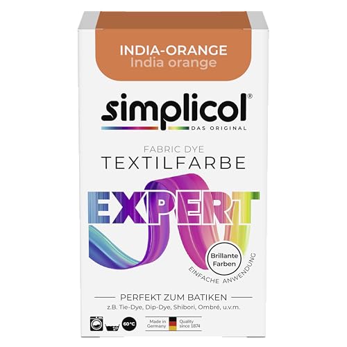 simplicol Textilfarbe expert India-Orange | Perfekt zum Batiken und für kreative DIY-Projekte | Einfache Anwendung | Farbpulver | 150 g von simplicol