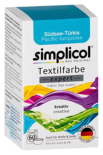 simplicol Textilfarbe expert Südsee-Türkis 1711 - Zum Umfärben und Auffrischen von Kleidung, Waschmaschinenfest, für Baumwolle, Wolle, Seide, Leinen, Viskose & Mischgewebe von simplicol