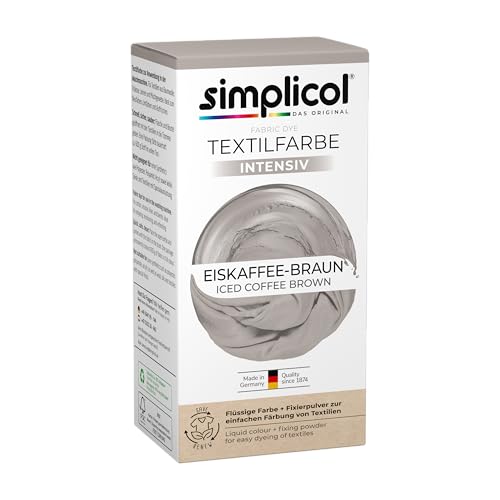 simplicol Textilfarbe intensiv, Eiskaffee-Braun, Einfaches Färben in der Waschmaschine, All-in-1 Komplettpackung, 1 Pack von simplicol