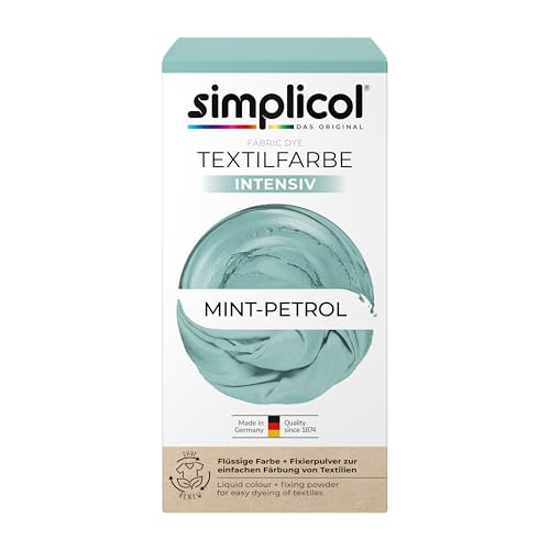 simplicol Textilfarbe intensiv Mint-Petrol | Einfaches Färben in der Waschmaschine | Flüssige Farbe & Fixierpulver | 1er Pack von simplicol