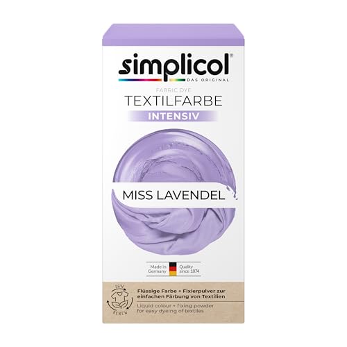 simplicol Textilfarbe intensiv Miss Lavendel | Einfaches Färben in der Waschmaschine | Flüssige Farbe & Fixierpulver | 1er Pack von simplicol