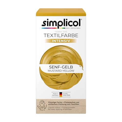 simplicol Textilfarbe intensiv Senf-Gelb | Einfaches Färben in der Waschmaschine | Flüssige Farbe & Fixierpulver | 1er Pack von simplicol