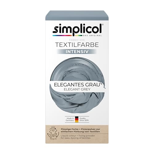 simplicol Textilfarbe intensiv Elegantes Grau| Einfaches Färben in der Waschmaschine | Flüssige Farbe & Fixierpulver | 1er Pack von simplicol