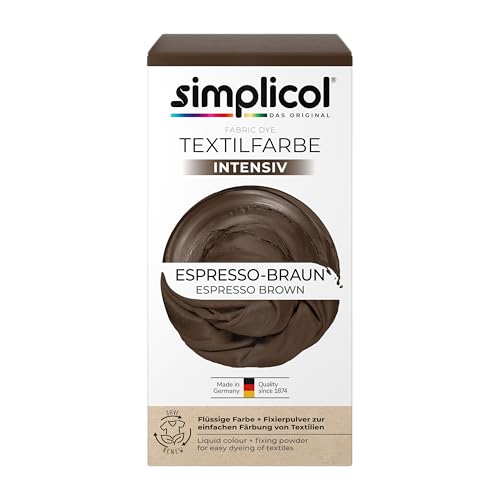 simplicol Textilfarbe intensiv Espresso-Braun | Einfaches Färben in der Waschmaschine | Flüssige Farbe & Fixierpulver | 1er Pack von simplicol