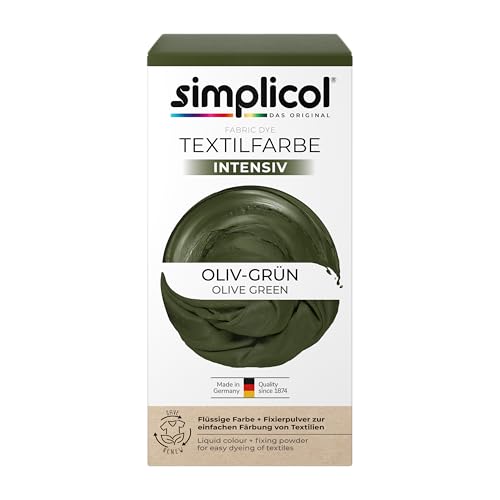 simplicol Textilfarbe intensiv (18 Farben), Oliv-Grün 1814, Dunkelgrün: Einfaches Färben in der Waschmaschine, All-in-1 Komplettpackung von simplicol