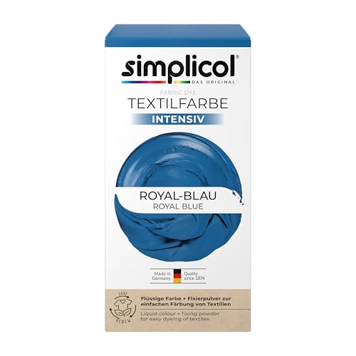 simplicol Textilfarbe intensiv Royal-Blau | Einfaches Färben in der Waschmaschine | Flüssige Farbe & Fixierpulver | 1er Pack von simplicol