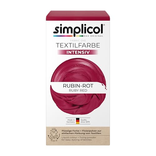 simplicol Textilfarbe intensiv Rubin-Rot | Einfaches Färben in der Waschmaschine | Flüssige Farbe & Fixierpulver | 1er Pack von simplicol