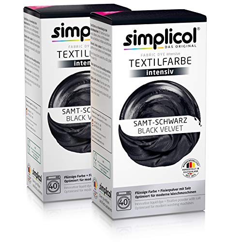 Simplicol 1838 (2x 1818) Textilfarbe intensiv (18 Farben), Samt Schwarz 1818 2er Pack: Einfaches Färben in der Waschmaschine, All-in-1 Komplettpackung von simplicol