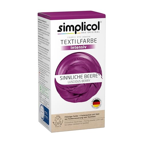 simplicol Textilfarbe intensiv (18 Farben), Sinnliche Beere 1806, Lila: Einfaches Färben in der Waschmaschine, All-in-1 Komplettpackung von simplicol