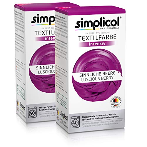 simplicol Textilfarbe intensiv (18 Farben), Sinnliche Beere 1806 2er Pack, Lila: Einfaches Färben in der Waschmaschine, All-in-1 Komplettpackung von simplicol