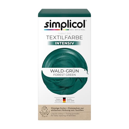 simplicol Textilfarbe intensiv Wald-Grün | Einfaches Färben in der Waschmaschine | Flüssige Farbe & Fixierpulver | 1er Pack von simplicol
